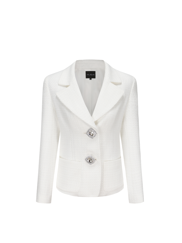 nana jacqueline Maya Lapel Suit Jacket (White)