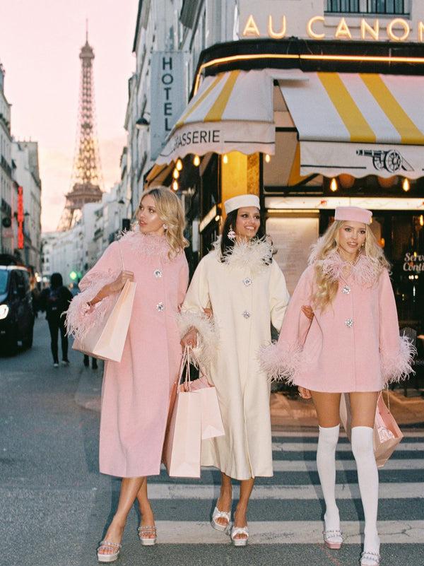 Nana Jacqueline Nina Feather Coat (Pink) (Final Sale)