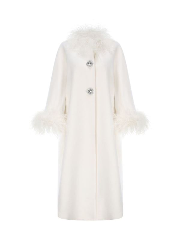nana jacqueline Nina Feather Coat (White) (Final Sale)