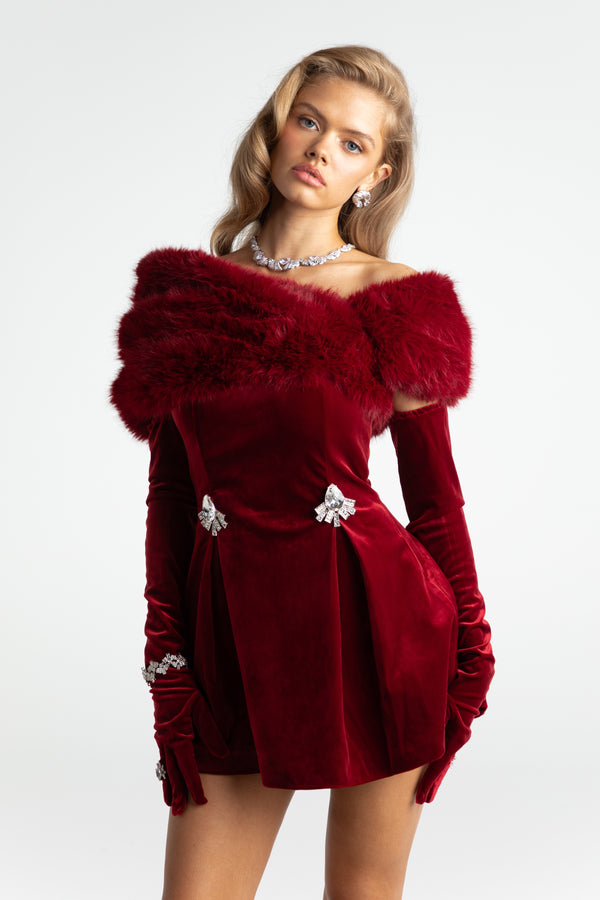 Nana Jacqueline Simone Velvet Dress (Red)