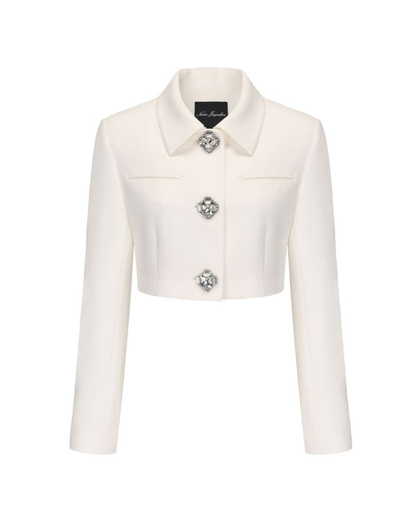 nana jacqueline Tatiana Crop Blazer (White)