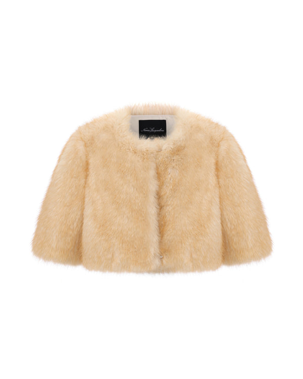 nana jacqueline Thalia Cropped Faux Fur Jacket