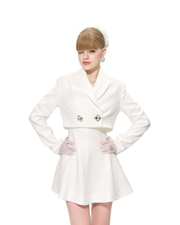 Nana Jacqueline Veronica Crop Blazer (White)