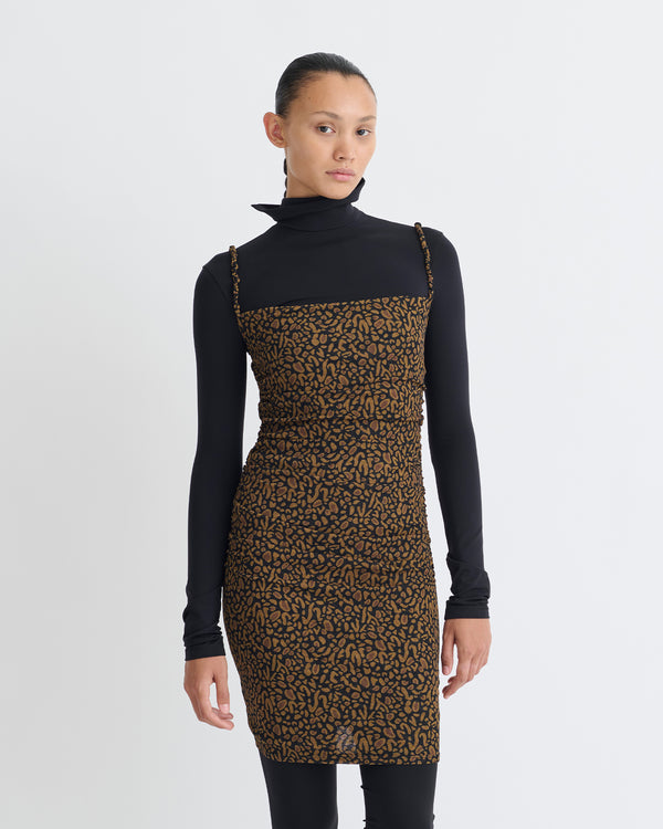 Nanushka Adie - Printed Mesh-Jersey Dress - Brown Ocelot