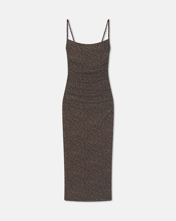 nanushka Alexa - Printed Mesh Jersey Midi Dress - Brown Ocelot