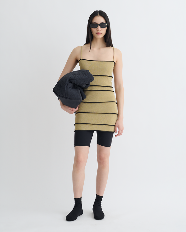 nanushka Alula - Mesh Jersey Mini Dress - Sand/Anthracite