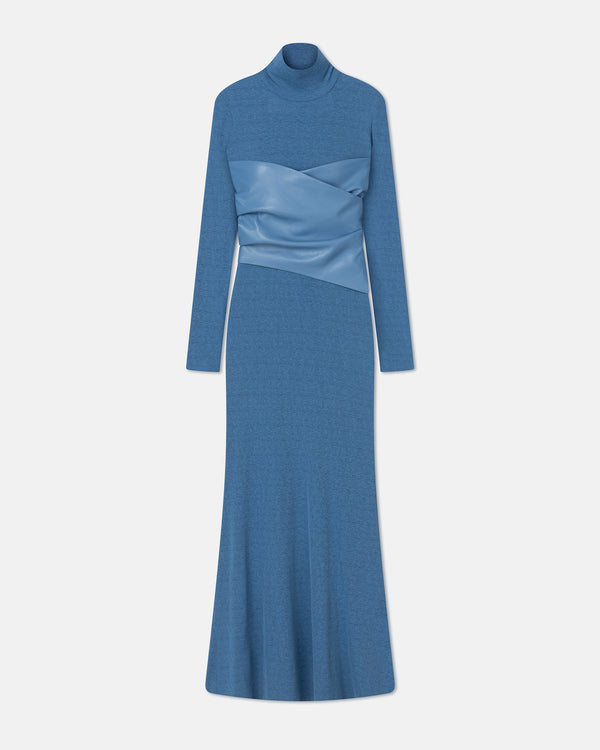 Nanushka Amabel - Mesh Jersey And Okobor™ Alt-Leather Maxi Dress - Blue