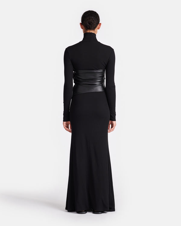 Nanushka Amabel - Mesh Jersey And Okobor™ Alt-Leather Maxi Dress - Black