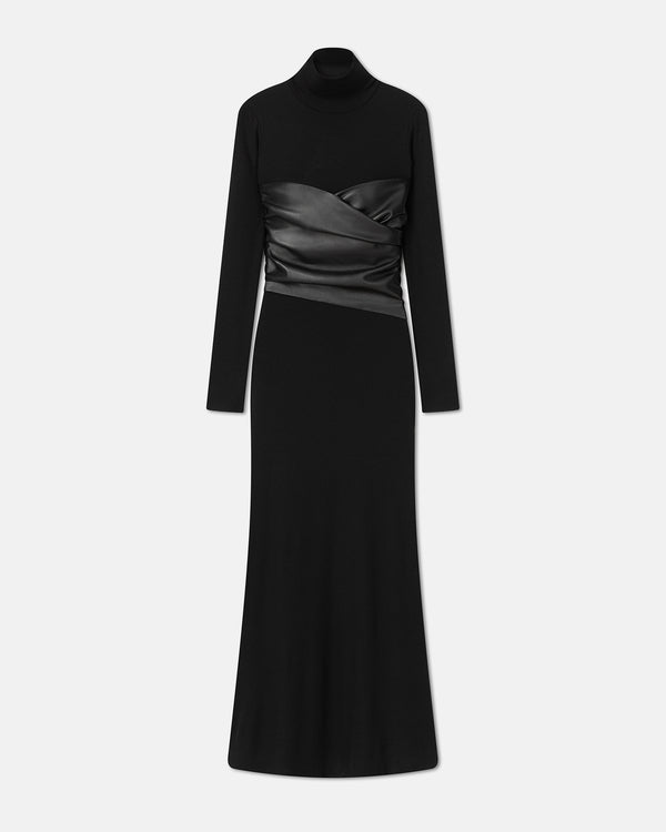 Nanushka Amabel - Mesh Jersey And Okobor™ Alt-Leather Maxi Dress - Black