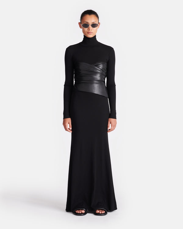 nanushka Amabel - Mesh Jersey And Okobor™ Alt-Leather Maxi Dress - Black