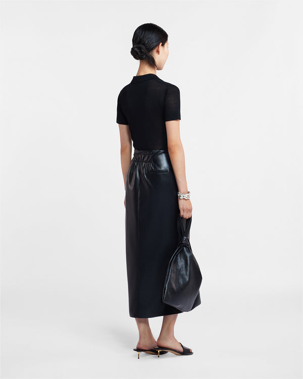 Nanushka Amas - Okobor™ Alt-Leather Sarong Skirt - Black