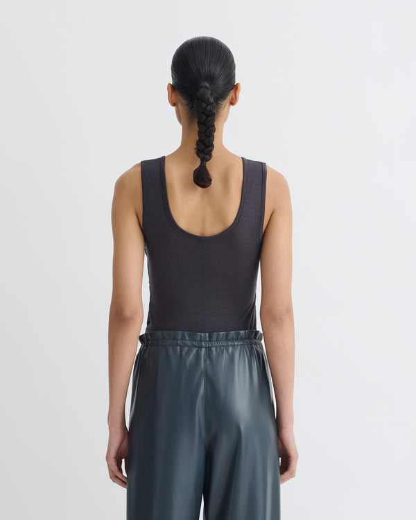 Nanushka Anesa - Okobor™ Alt-Leather Top - Steel Blue/Grey