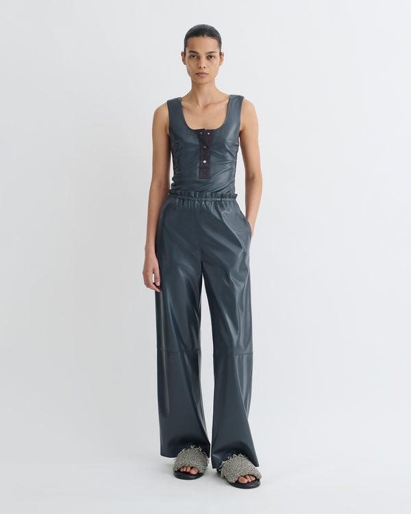 Nanushka Anesa - Okobor™ Alt-Leather Top - Steel Blue/Grey