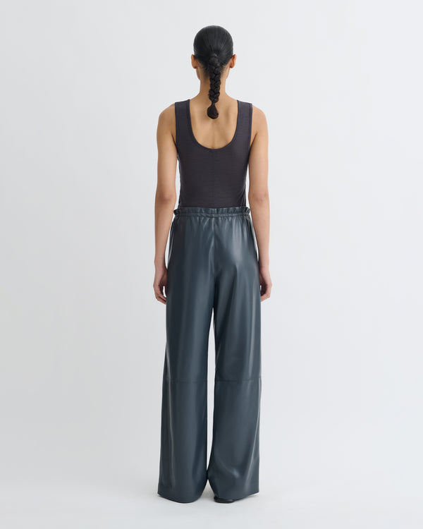 Nanushka Anesa - Okobor™ Alt-Leather Top - Steel Blue/Grey