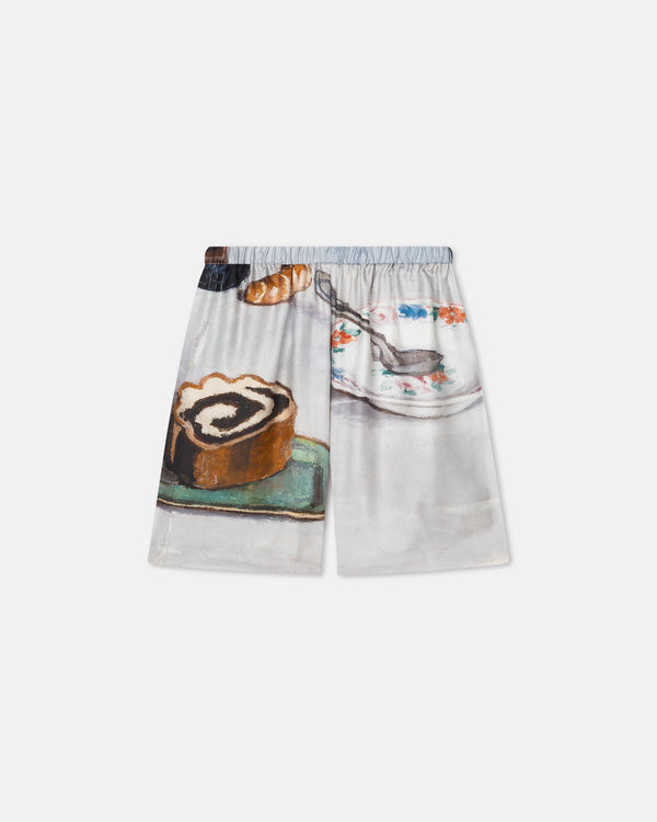 Nanushka Anne - Printed Silk Twill Shorts - Poppyseed Cake