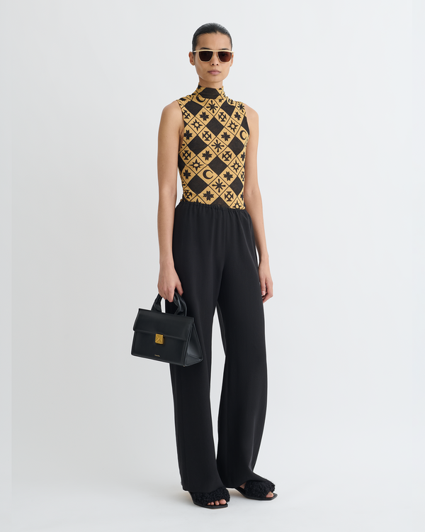 Nanushka Annyka - Printed Mesh Jersey Top - Symbol Tile Oak