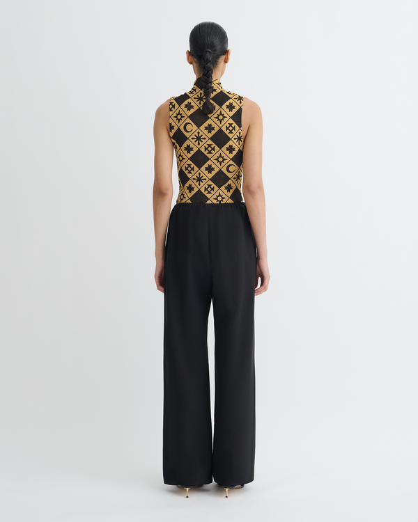 Nanushka Annyka - Printed Mesh Jersey Top - Symbol Tile Oak