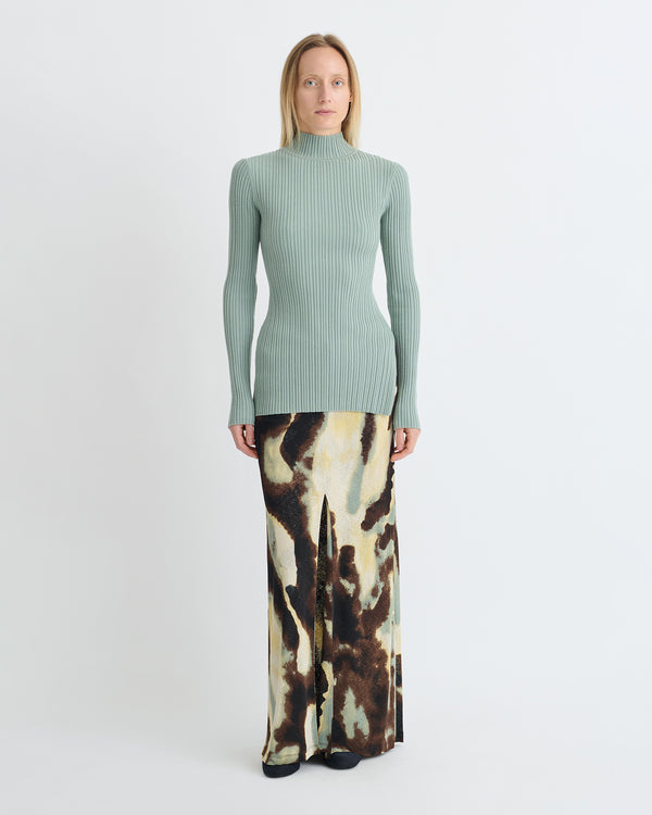 Nanushka Arella - Fine Merino Rib Long Sleeved Top - Sage