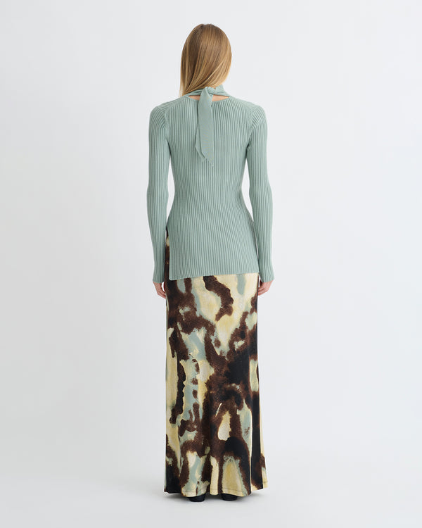 Nanushka Arella - Fine Merino Rib Long Sleeved Top - Sage