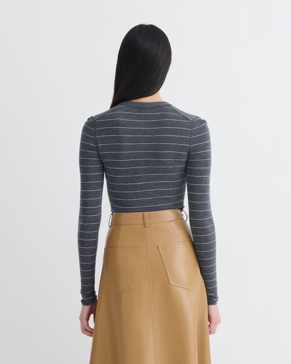 Nanushka Ariyah - Striped Terry Merino Top - Grey Stripe
