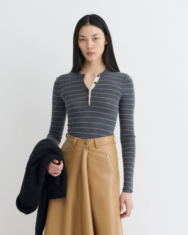 nanushka Ariyah - Striped Terry Merino Top - Grey Stripe