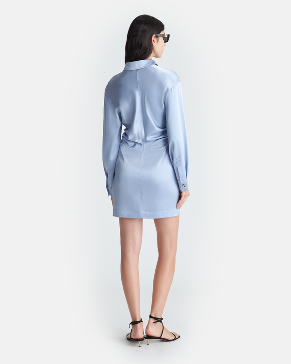 Nanushka Arona - Draped Slip Satin Mini Dress - Ice Blue