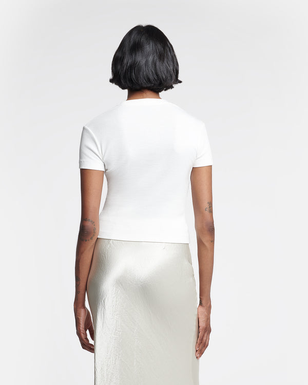 Nanushka Axton - Cropped Ribbed Cotton-Jersey T-Shirt - Off White