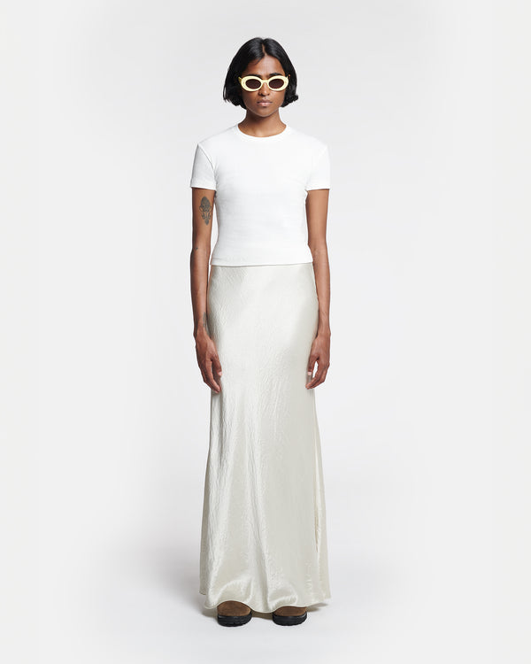 nanushka Axton - Cropped Ribbed Cotton-Jersey T-Shirt - Off White