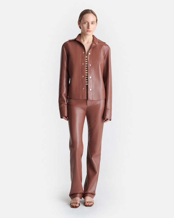 Nanushka Bogna - Okobor™ Alt-Leather Shirt Jacket - Henna