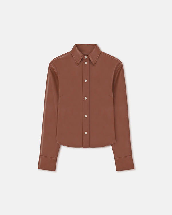 Nanushka Bogna - Okobor™ Alt-Leather Shirt Jacket - Henna