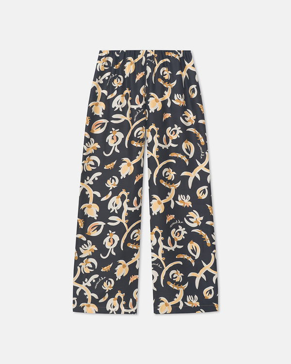 Nanushka Brenda - Printed Silk Twill Pants - Black Floral