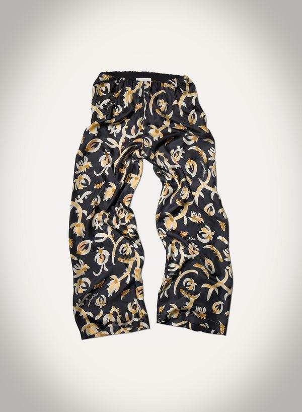 nanushka Brenda - Printed Silk Twill Pants - Black Floral