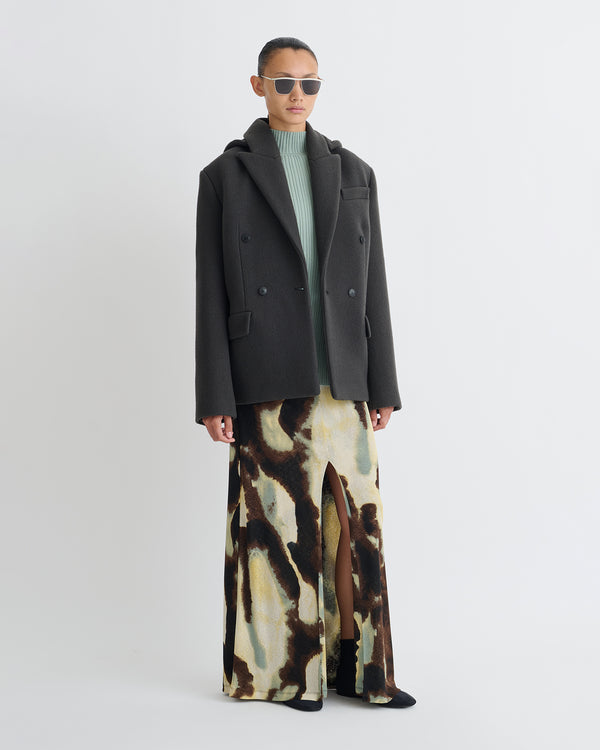 Nanushka Brione - Aged Felted Wool Blazer - Midnight Green