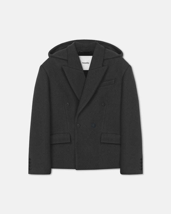 nanushka Brione - Aged Felted Wool Blazer - Midnight Green