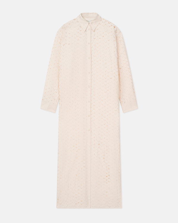 Nanushka Brizo - Laser-Cut Heavy Poplin Shirt Dress - Creme