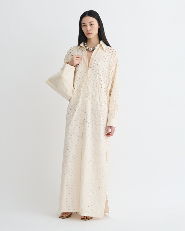 nanushka Brizo - Laser-Cut Heavy Poplin Shirt Dress - Creme