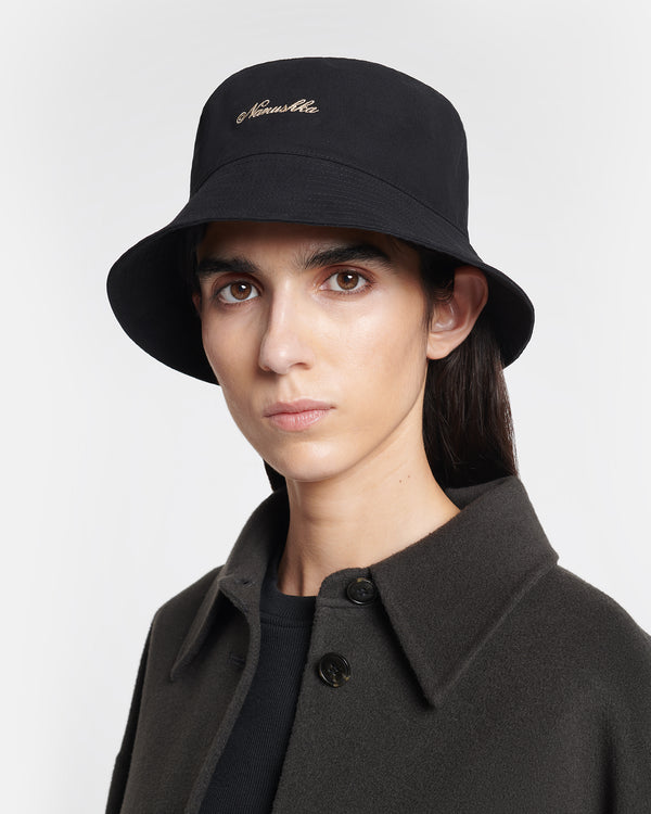 Nanushka Caran - Signature Calligraphy Bucket Hat - Black