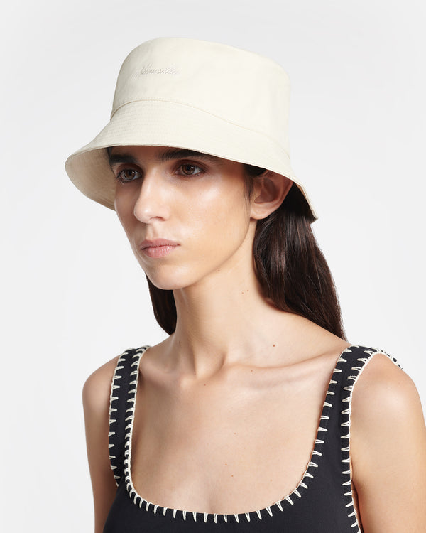 Nanushka Caran - Signature Calligraphy Bucket Hat - Shell