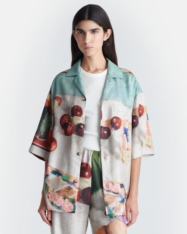 Nanushka Caspian - Printed Silk Twill Shirt - Gingerbread Heart