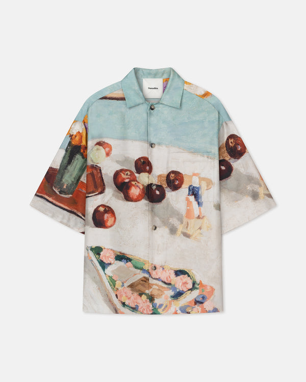 nanushka Caspian - Printed Silk Twill Shirt - Gingerbread Heart