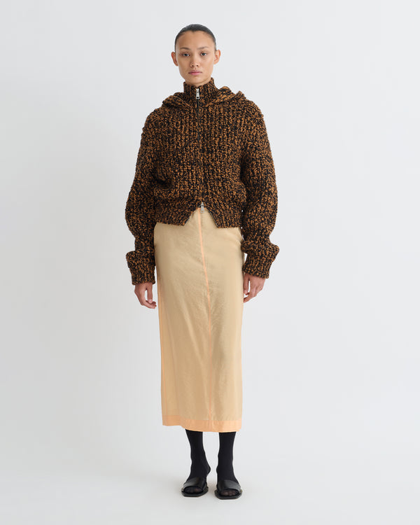 Nanushka Ciar - Crepe Organza Mid-Length Skirt - Apricot