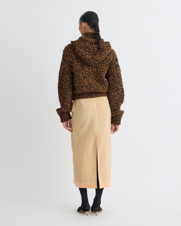 Nanushka Ciar - Crepe Organza Mid-Length Skirt - Apricot