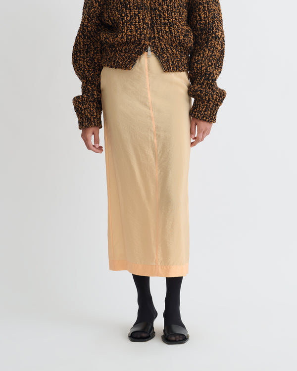 Nanushka Ciar - Crepe Organza Mid-Length Skirt - Apricot