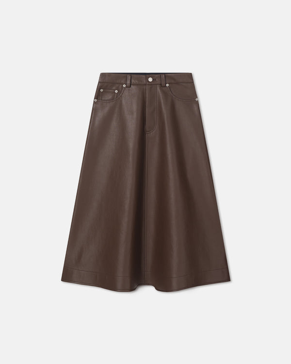 nanushka Cintia - Regenerated Leather Midi Skirt - Chocolate