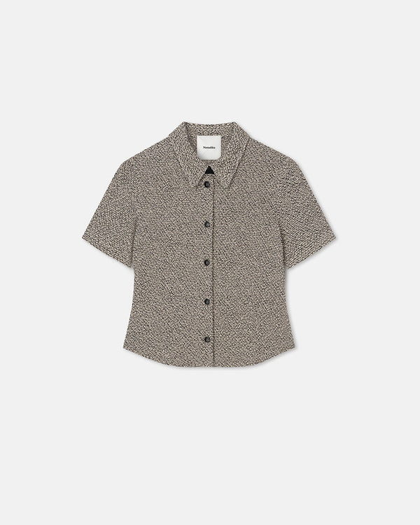 Nanushka Clare - Loopback Cotton Shirt - Black/Creme Mouline