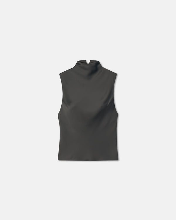 nanushka Colson - Slip Satin Turtleneck Top - Dark Green