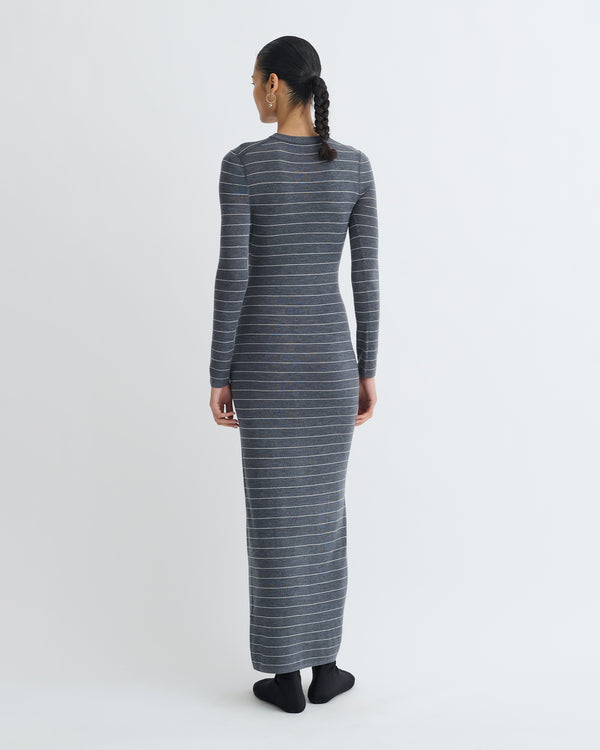 Nanushka Dakoa - Striped Terry Merino Maxi Dress - Grey Stripe