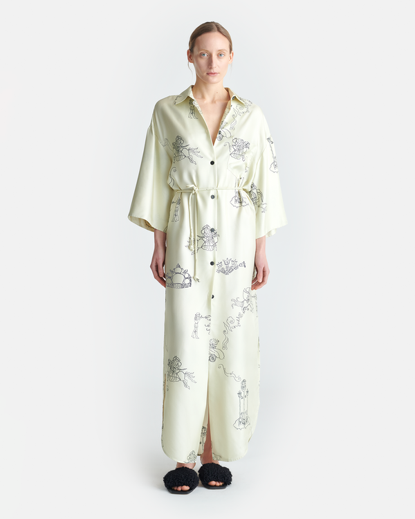 nanushka Damala - Printed Silk Twill Shirt Dress - Folktale