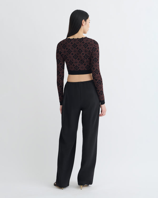 Nanushka Dovie - Cropped Cardigan - Symbol Tile Mahogany