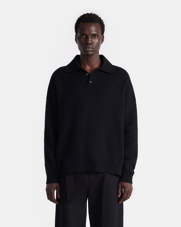 Nanushka Elieke - Plush Cashmere Polo-Neck Sweater - Black